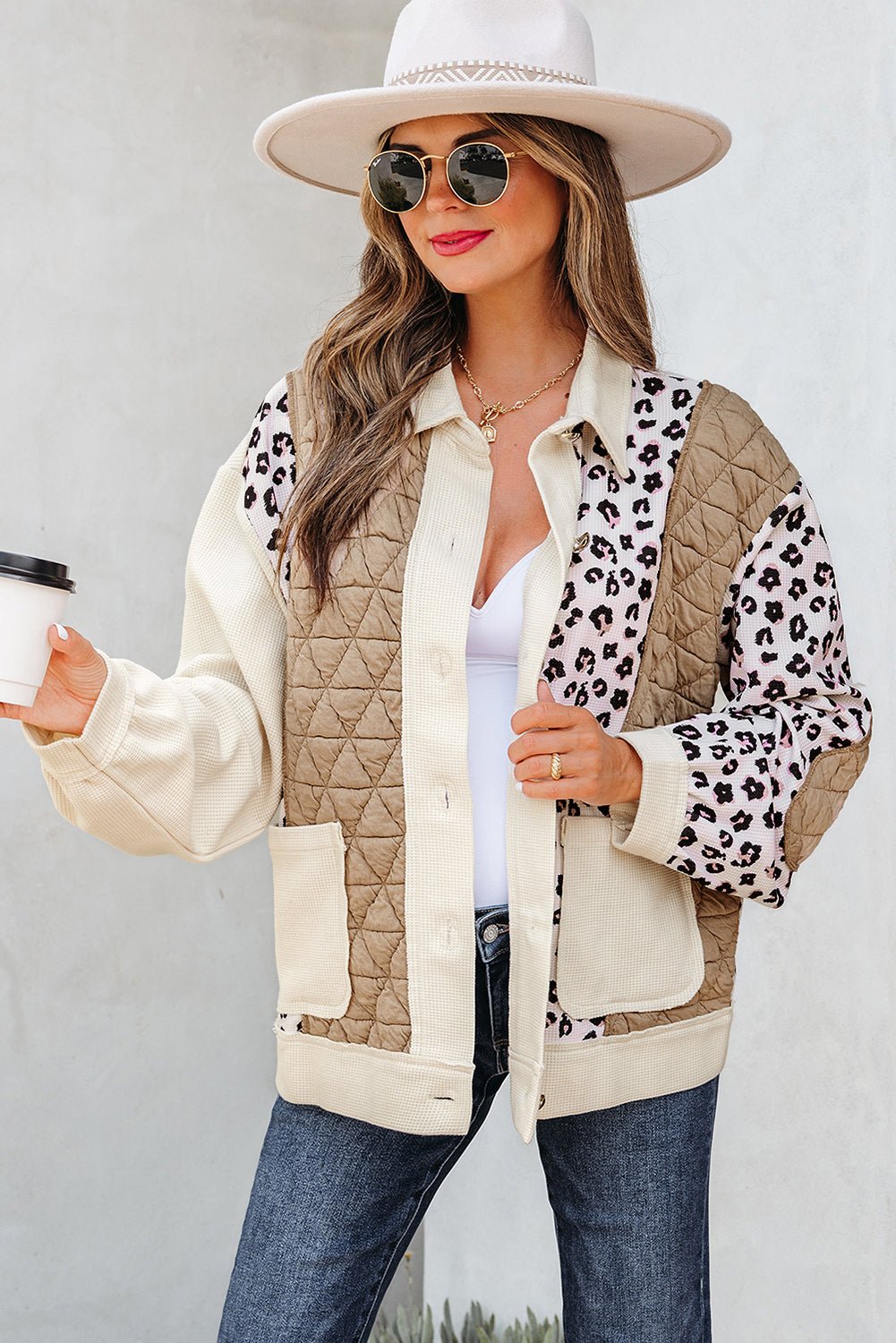 Novaza Quilted Patchwork Front Jacket - Hello Beautiful BoutiqueJacketsThreaded Pear