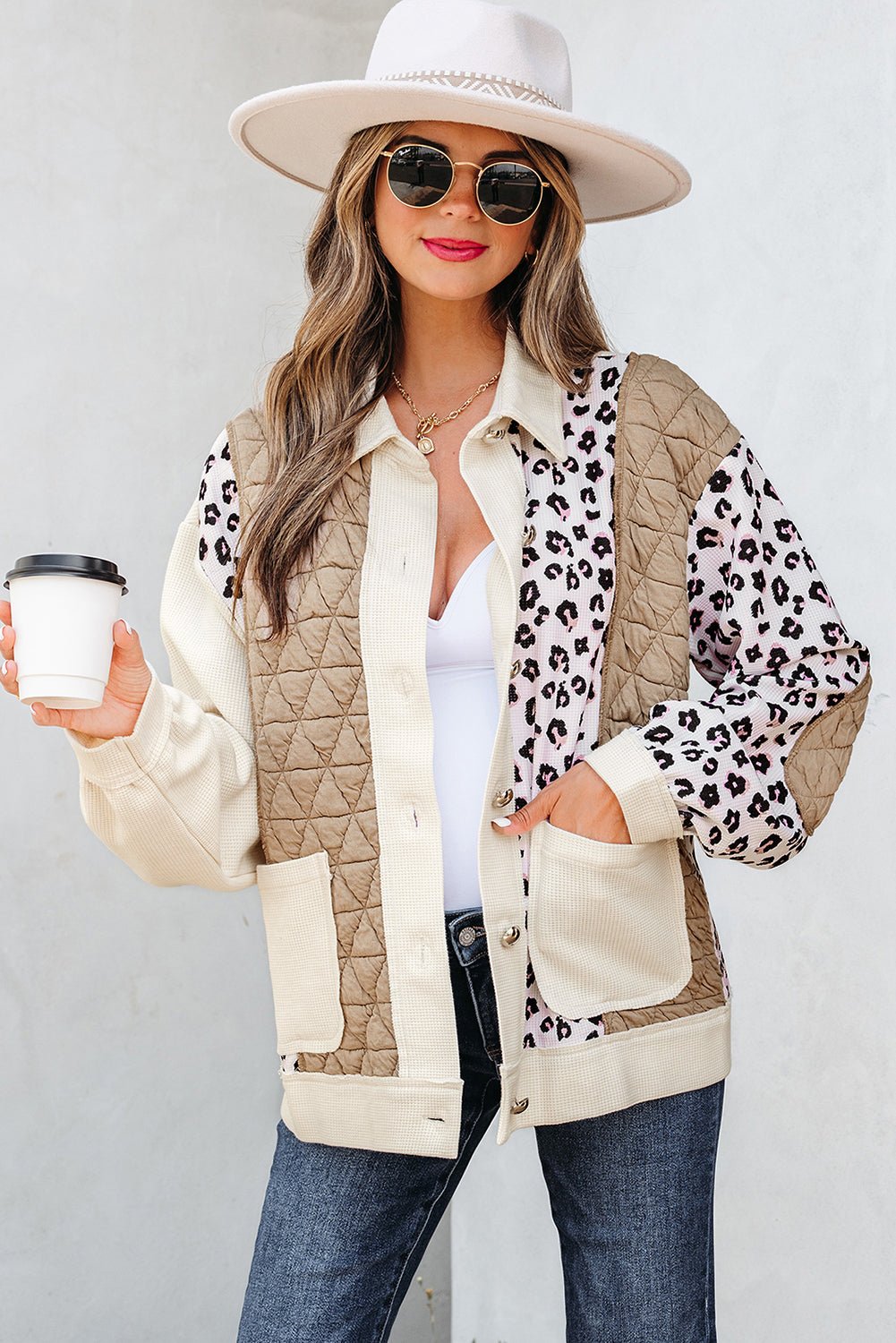 Novaza Quilted Patchwork Front Jacket - Hello Beautiful BoutiqueJacketsThreaded Pear