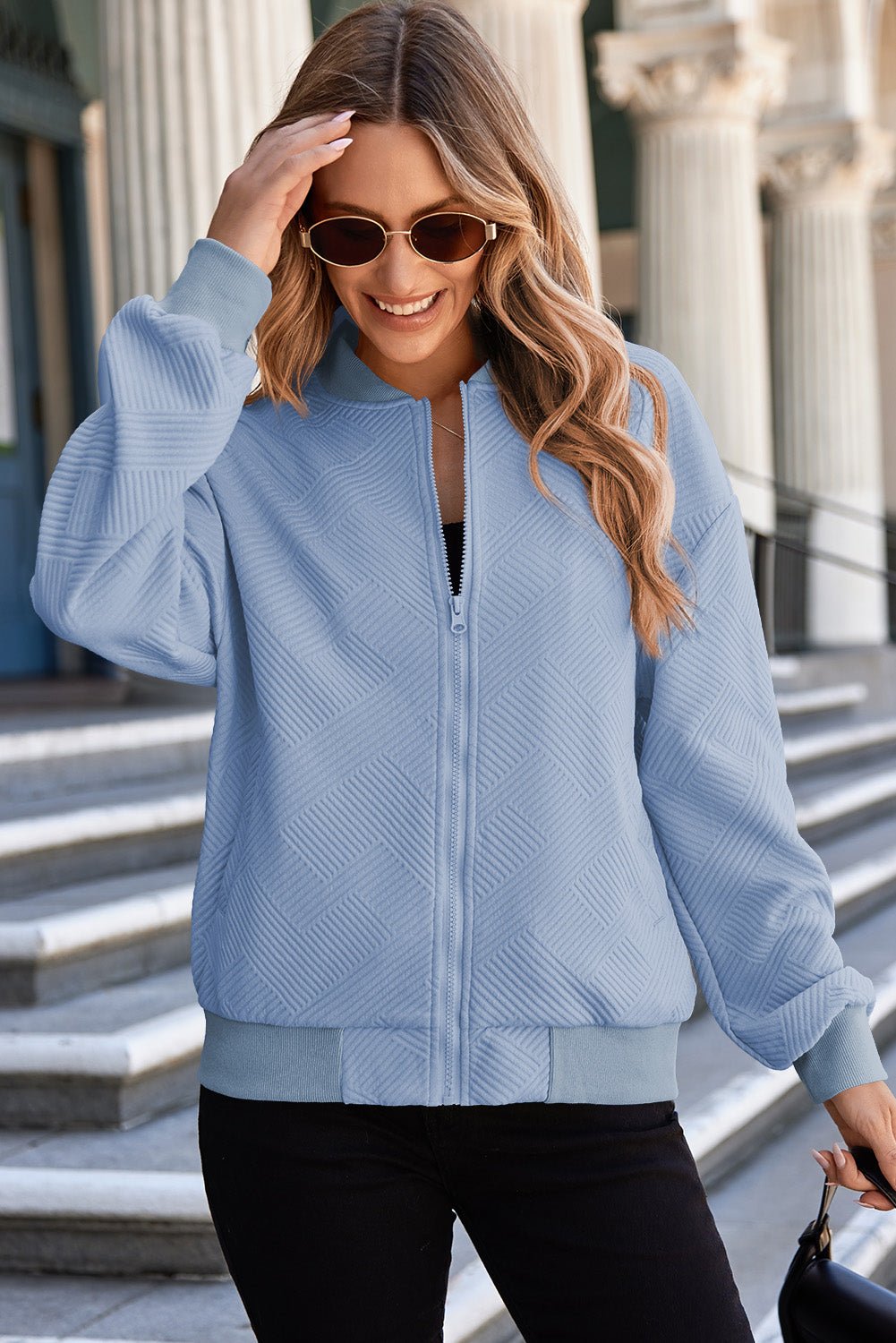 Nylah Stand Zipper Bomber Jacket - Hello Beautiful BoutiqueJacketsThreaded Pear
