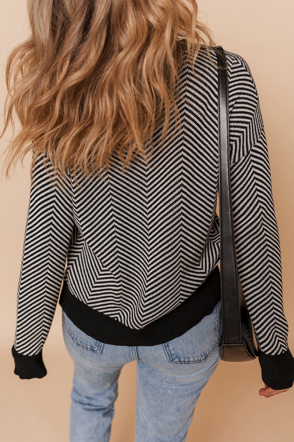 Nylah Stripe Front Herringbone Cardigan - Hello Beautiful BoutiqueCardigansThreaded Pear