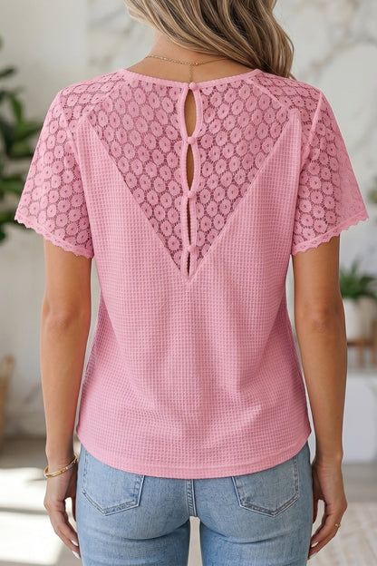Nyomi Cutout Waffle Knit Blouse - Hello Beautiful BoutiqueBlouses & ShirtsThreaded Pear