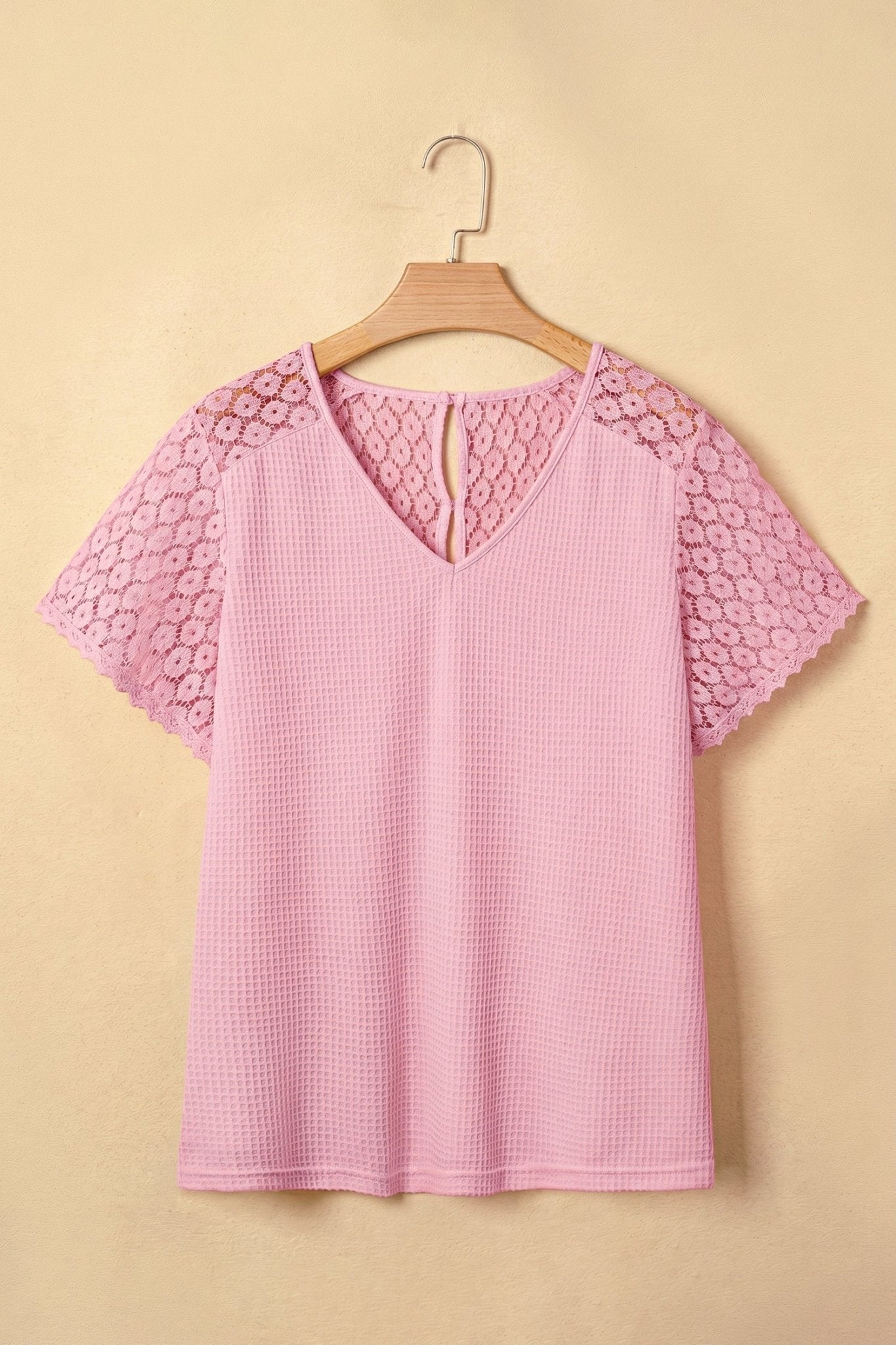 Nyomi Cutout Waffle Knit Blouse - Hello Beautiful BoutiqueBlouses & ShirtsThreaded Pear