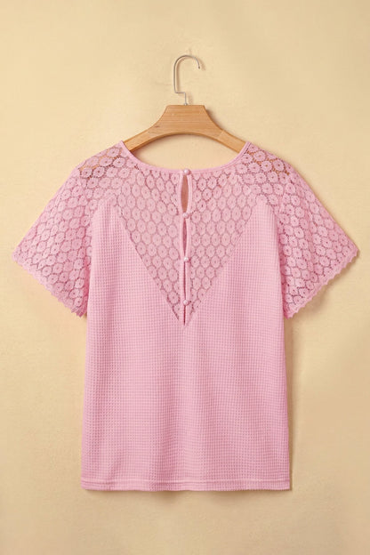 Nyomi Cutout Waffle Knit Blouse - Hello Beautiful BoutiqueBlouses & ShirtsThreaded Pear
