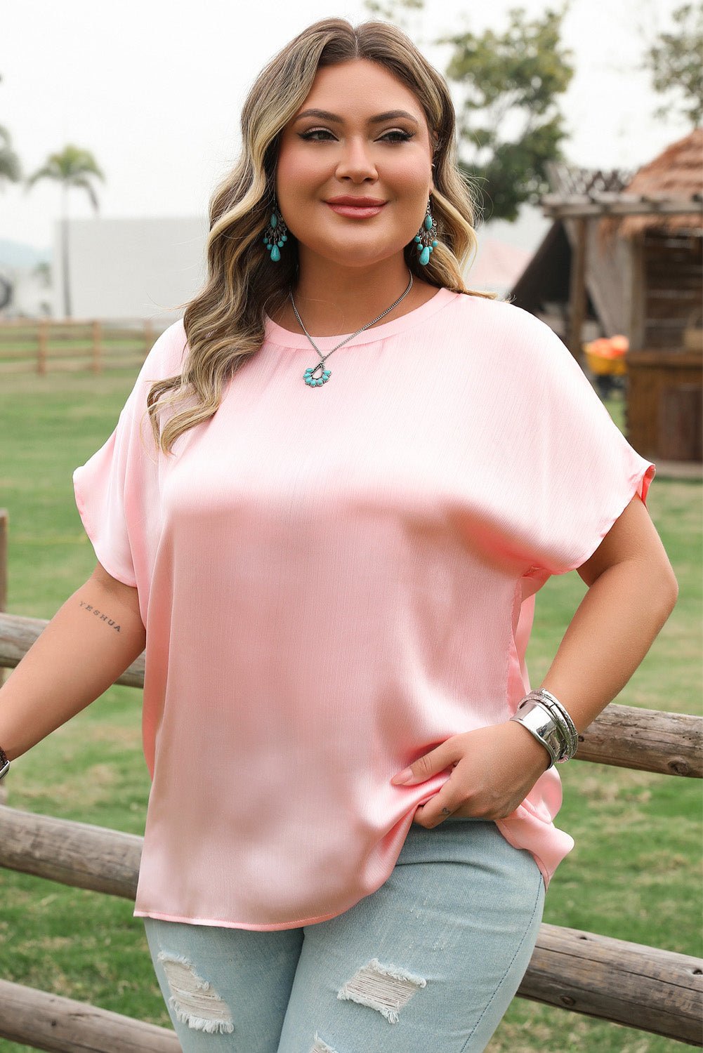 Nyomi Short Batwing Sleeve PLUS Top - Hello Beautiful BoutiquePlus Size Tops & TeesThreaded Pear
