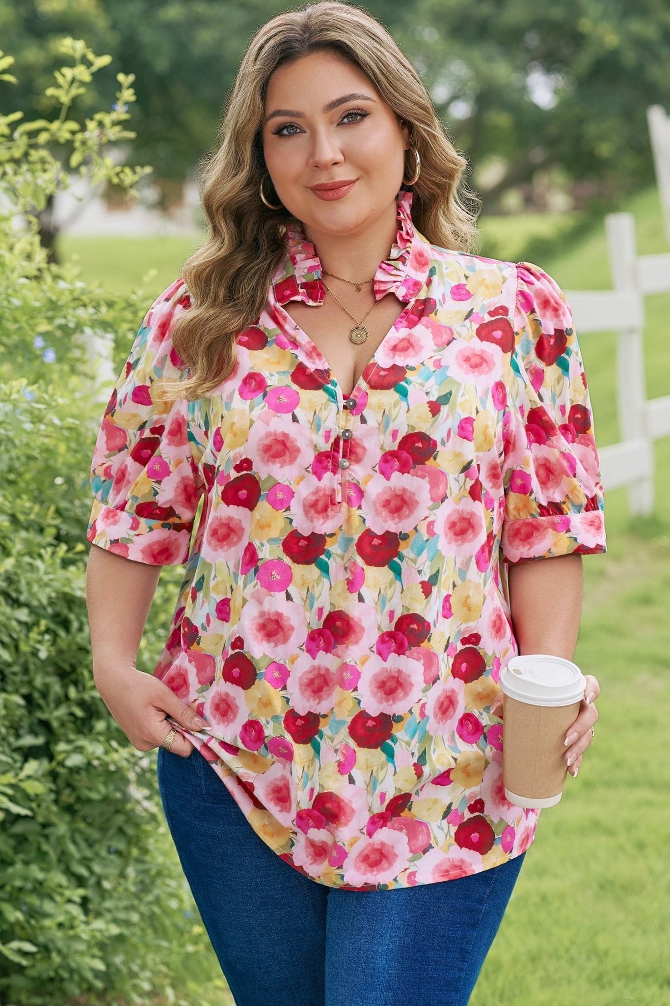 Oaklynn Puff Short Sleeve PLUS Top - Hello Beautiful BoutiquePlus Size Blouses & ShirtsThreaded Pear