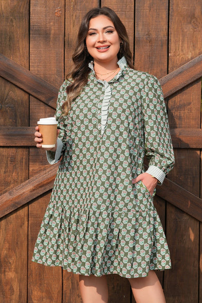 Olivia 4 Sleeve Floral PLUS Dress - Hello Beautiful BoutiquePlus Size Mini DressesThreaded Pear