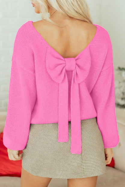 Olivia Backless Bubble Sleeve Sweater - Hello Beautiful BoutiqueSweatersThreaded Pear