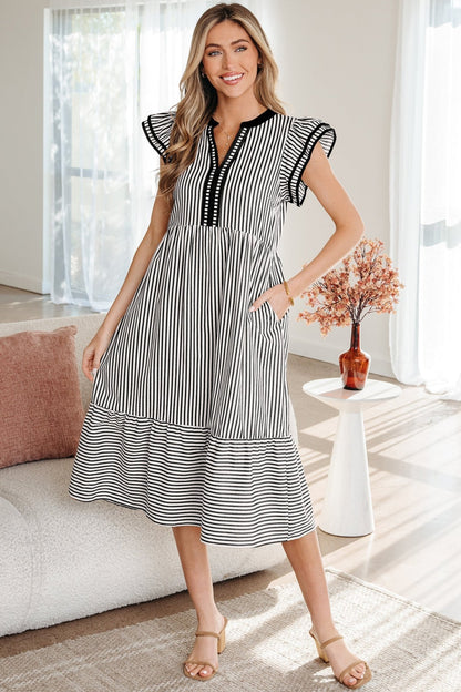 Opal Contrast Trim Midi Dress - Hello Beautiful BoutiqueMidi DressesThreaded Pear