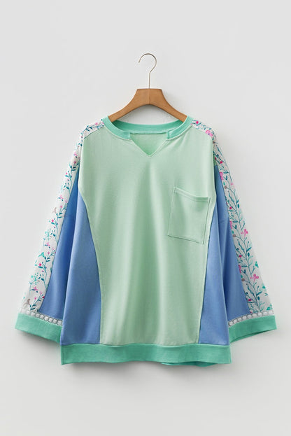 Opal Sleeve Notched top Long Sleeve PLUS Top - Hello Beautiful BoutiquePlus Size Long Sleeve TopsThreaded Pear