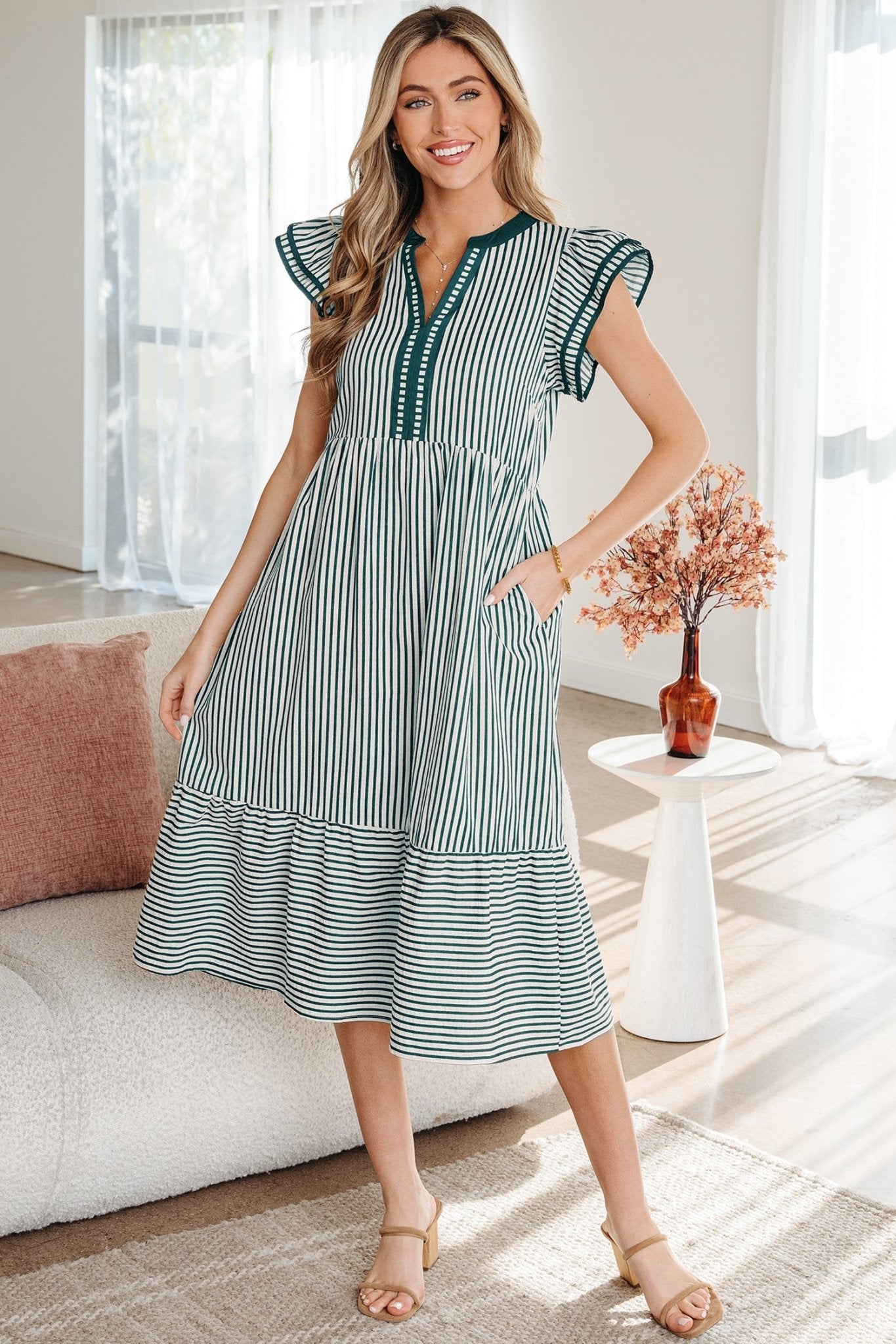 Ophelia Contrast Trim Midi Dress - Hello Beautiful BoutiqueMidi DressesThreaded Pear