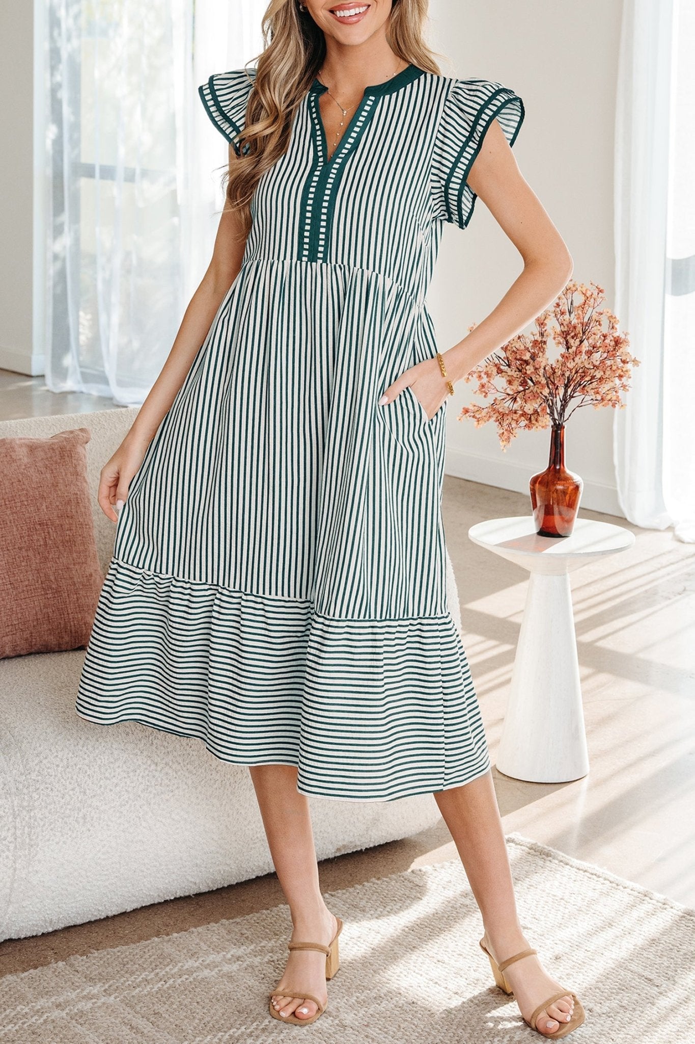 Ophelia Contrast Trim Midi Dress - Hello Beautiful BoutiqueMidi DressesThreaded Pear