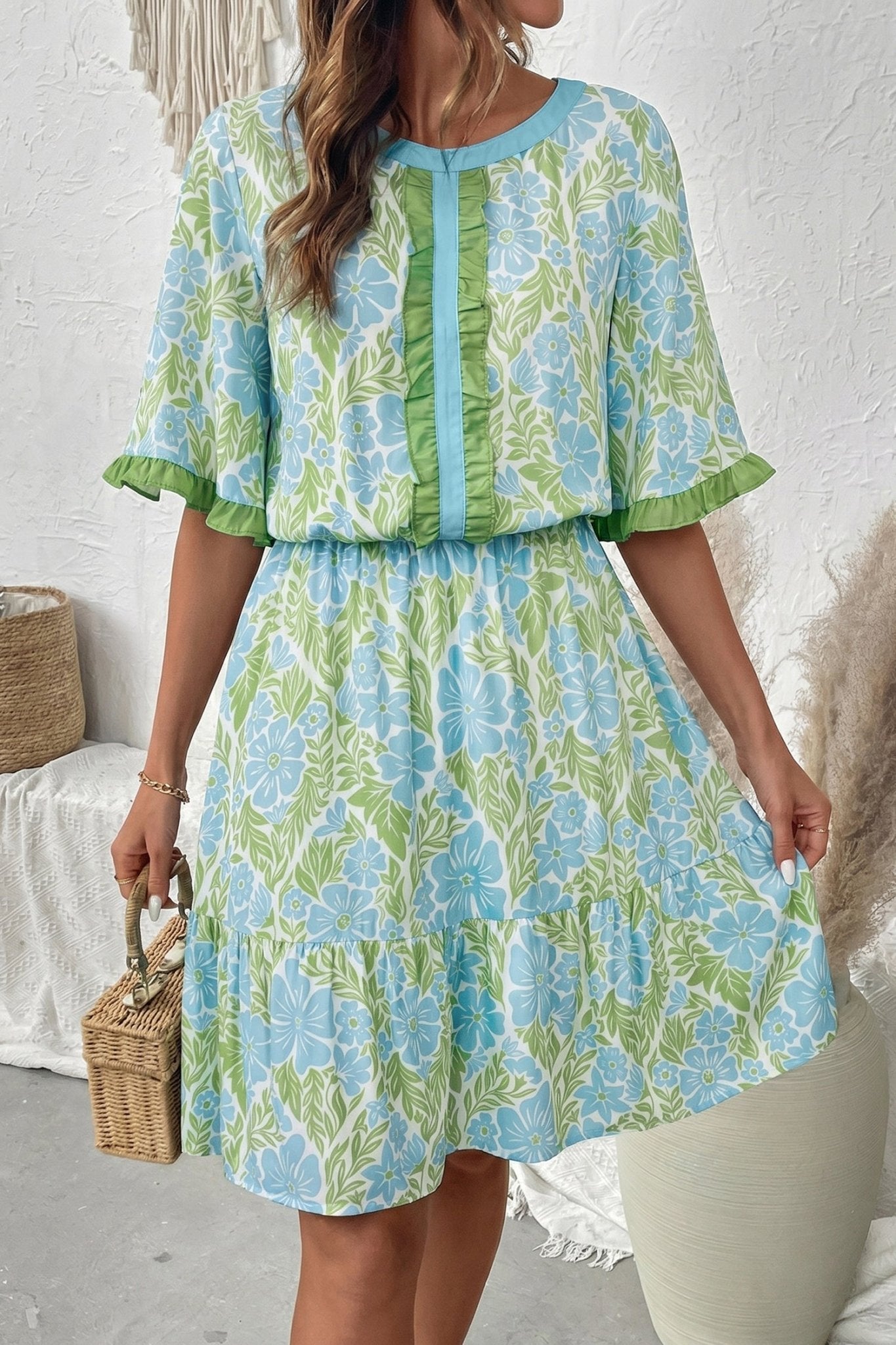 Ophelia Short Sleeve Mini Dress - Hello Beautiful BoutiqueFloral DressesThreaded Pear