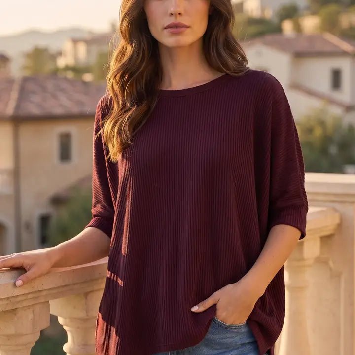 Oversized Curly Rib Top - Hello Beautiful BoutiqueTopDear Scarlett
