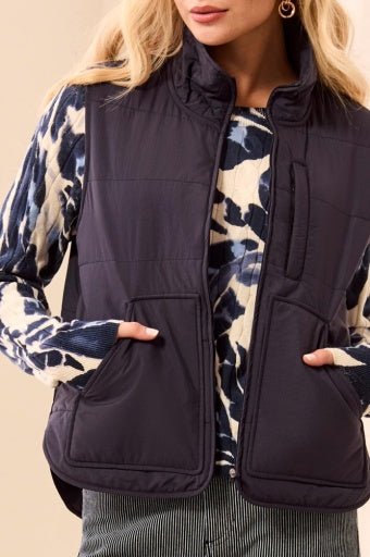 PACKABLE PUFFER VEST-SAPPHIRE - Hello Beautiful BoutiqueJacketTribal