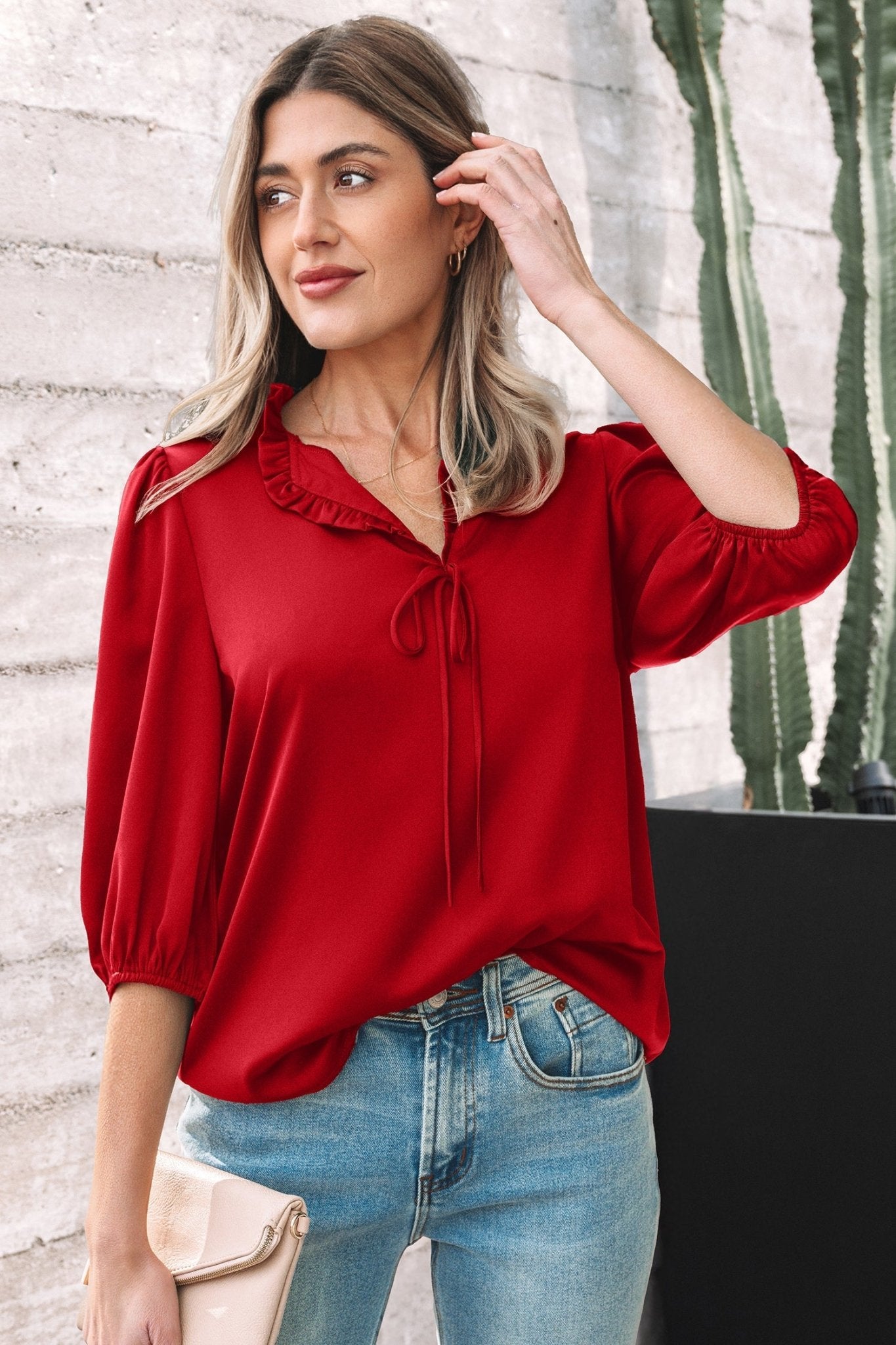 Paislee 3 4 Sleeve Blouse - Hello Beautiful BoutiqueBlouses & ShirtsThreaded Pear