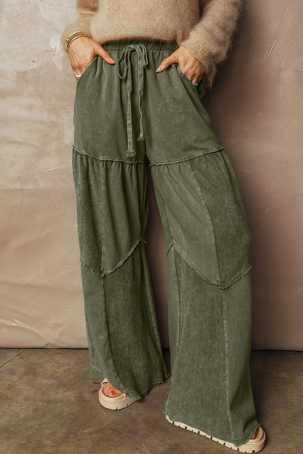 Paisley Leg Patchwork Drawstring Pants - Hello Beautiful BoutiquePants & CulotteThreaded Pear