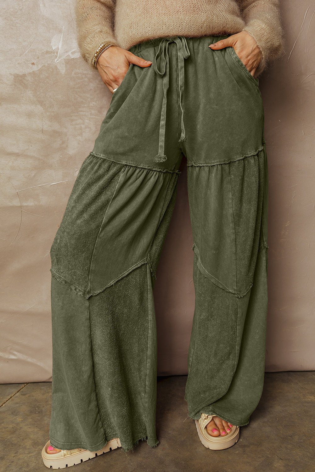 Paisley Leg Patchwork Drawstring Pants - Hello Beautiful BoutiquePants & CulotteThreaded Pear