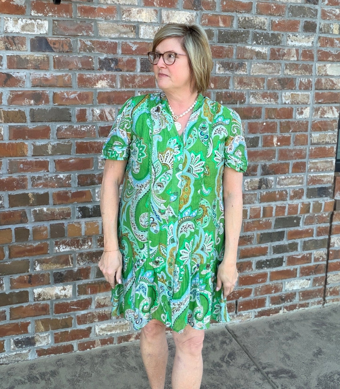 Paisley Print Shirt Dress TE1124 - Hello Beautiful BoutiqueDressGigio
