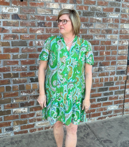Paisley Print Shirt Dress TE1124 - Hello Beautiful BoutiqueDressGigio
