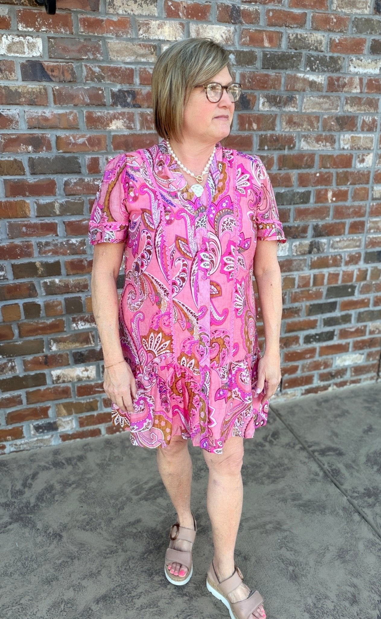 Paisley Print Shirt Dress TE1124 - Hello Beautiful BoutiqueDressGigio
