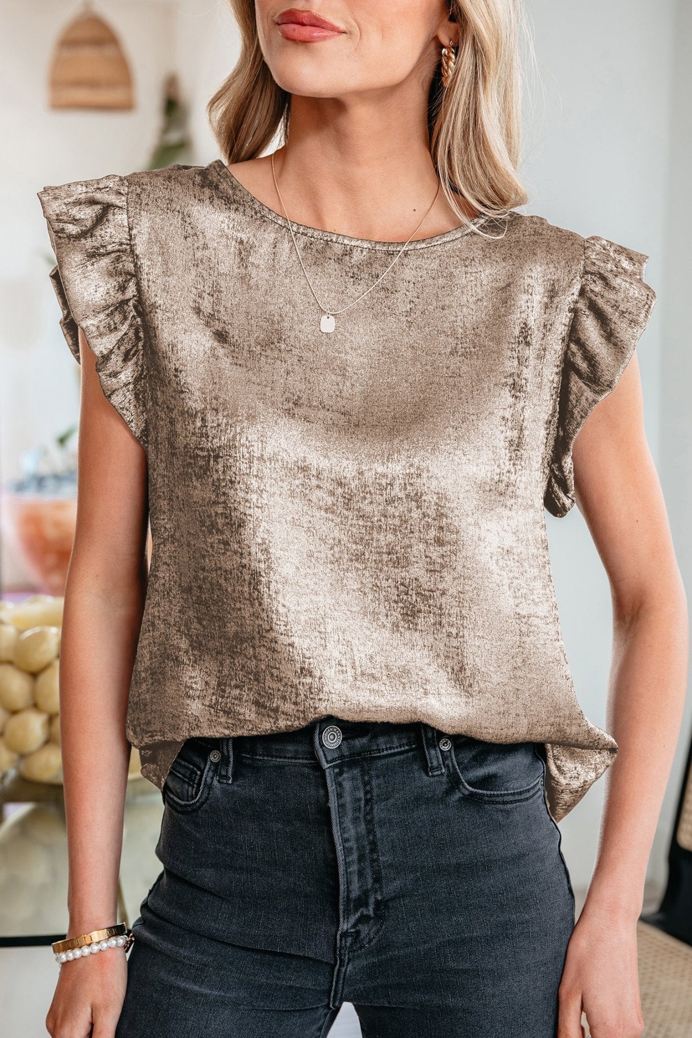 Parker Ruffle Trim Sleeveless Top - Hello Beautiful BoutiqueTank TopsThreaded Pear