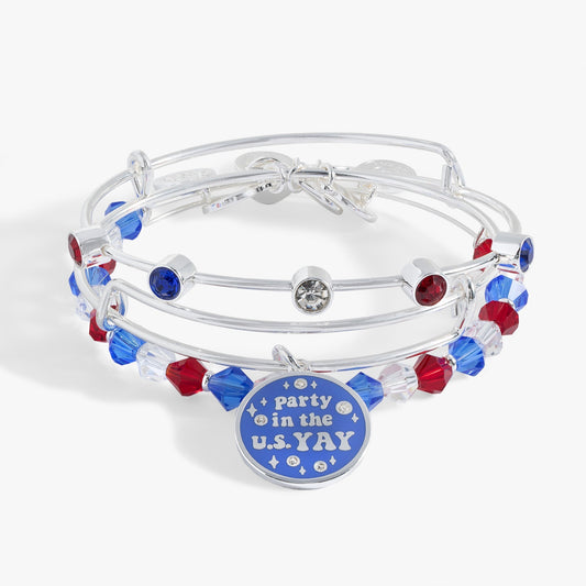 'Party in the U S Yay!' Patriotic Bangle Set of 3 - Hello Beautiful BoutiqueBraceletsALEX AND ANI