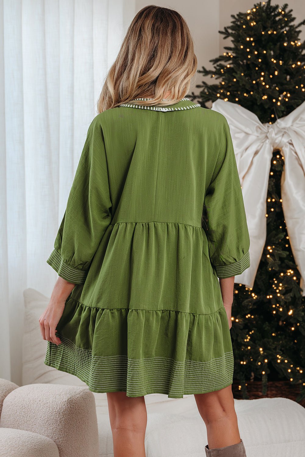 Patara Sleeve Tiered Mini Dress - Hello Beautiful BoutiqueMini DressesThreaded Pear