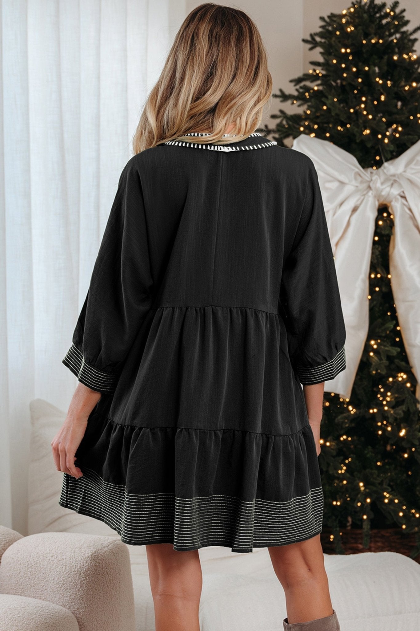 Patara Sleeve Tiered Mini Dress - Hello Beautiful BoutiqueMini DressesThreaded Pear