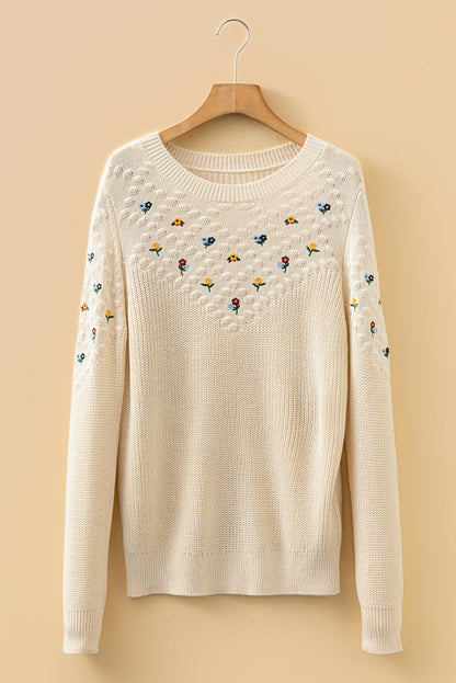 Paula Embroidered Detail Casual Sweater - Hello Beautiful BoutiqueSweatersThreaded Pear