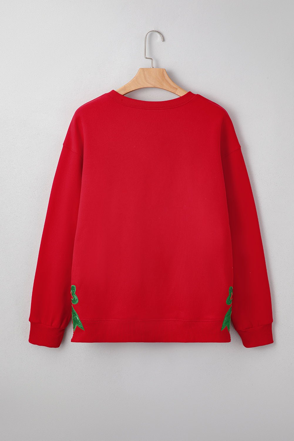 Paulina Bow Decor Christmas Sweatshirt - Hello Beautiful BoutiqueSweatshirts & HoodiesThreaded Pear