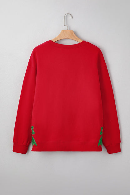 Paulina Bow Decor Christmas Sweatshirt - Hello Beautiful BoutiqueSweatshirts & HoodiesThreaded Pear