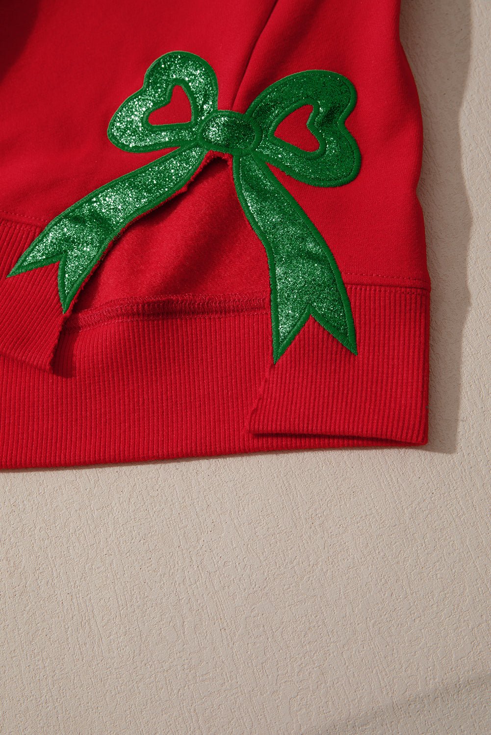 Paulina Bow Decor Christmas Sweatshirt - Hello Beautiful BoutiqueSweatshirts & HoodiesThreaded Pear
