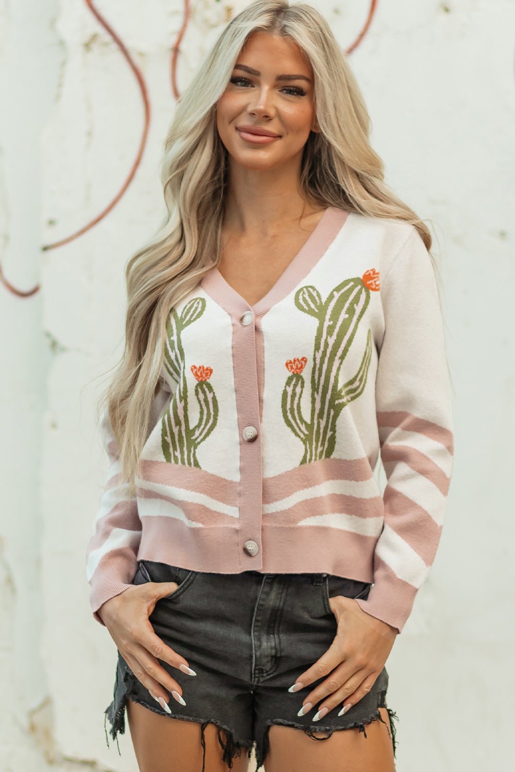 Paulina Desert Cactus Front Sweater - Hello Beautiful BoutiqueCardigansThreaded Pear