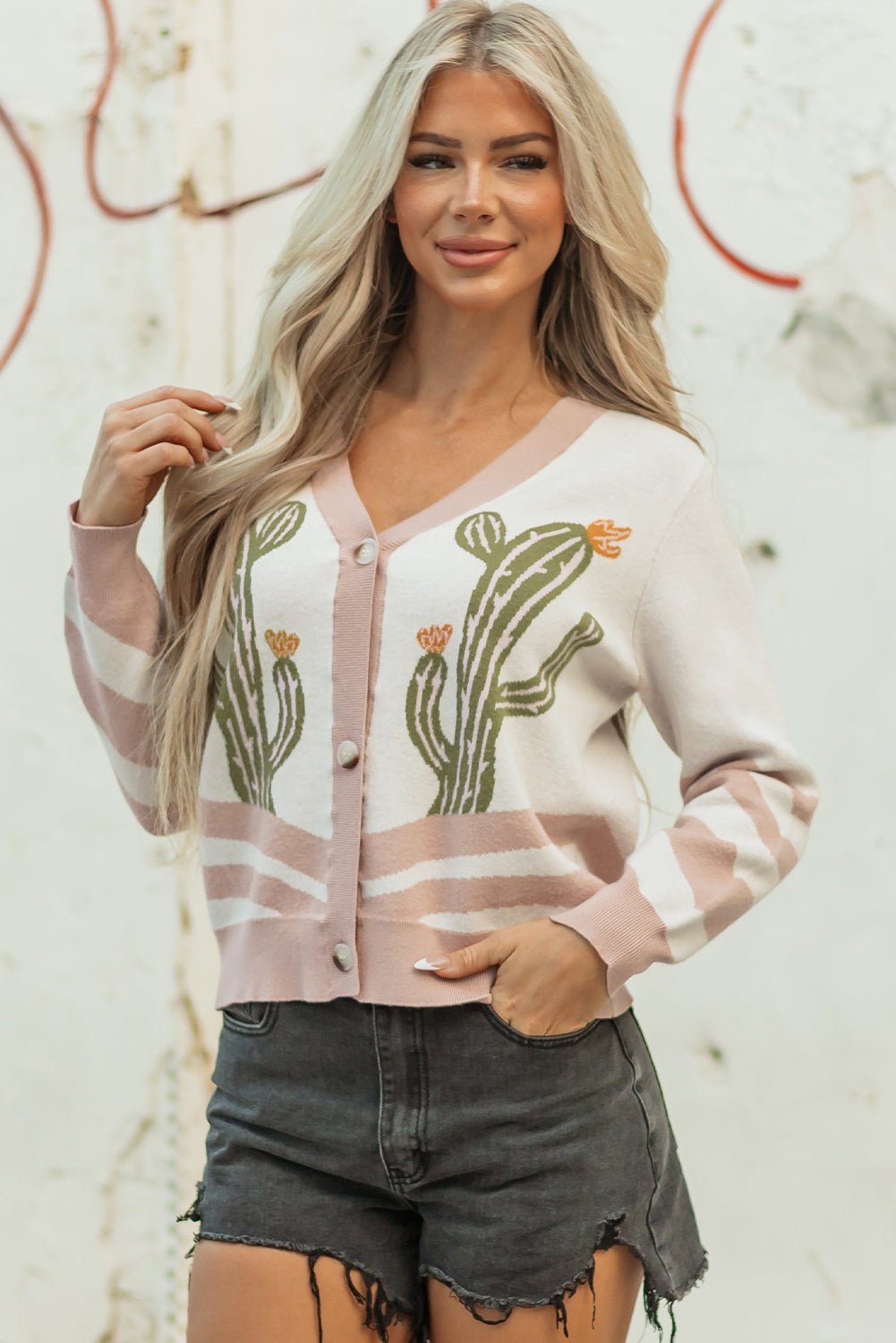 Paulina Desert Cactus Front Sweater - Hello Beautiful BoutiqueCardigansThreaded Pear