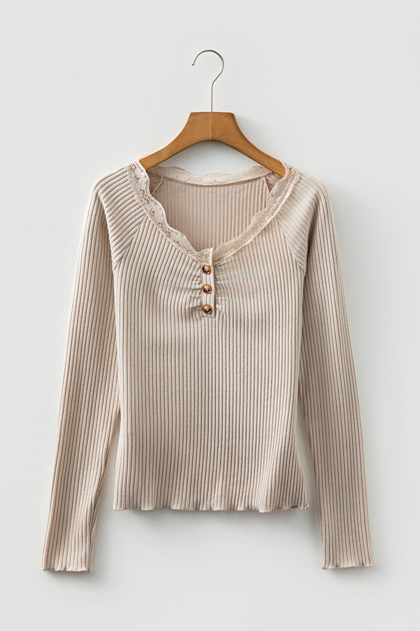 Pearl Sleeve Ribbed top Long Sleeve Top - Hello Beautiful BoutiqueLong Sleeve TopsThreaded Pear