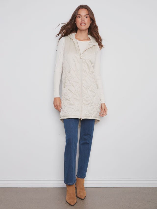 Pearlized Puffer Long Vest C6365 - Hello Beautiful BoutiqueJacketCharlie B