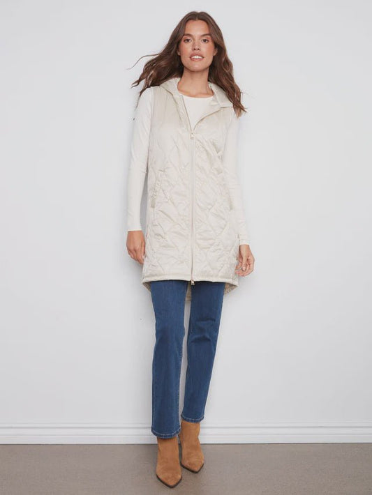 Pearlized Puffer Long Vest C6365 - Hello Beautiful BoutiqueJacketCharlie B