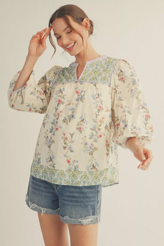 Peasant Style top M50195 - Hello Beautiful BoutiqueTopJodifl