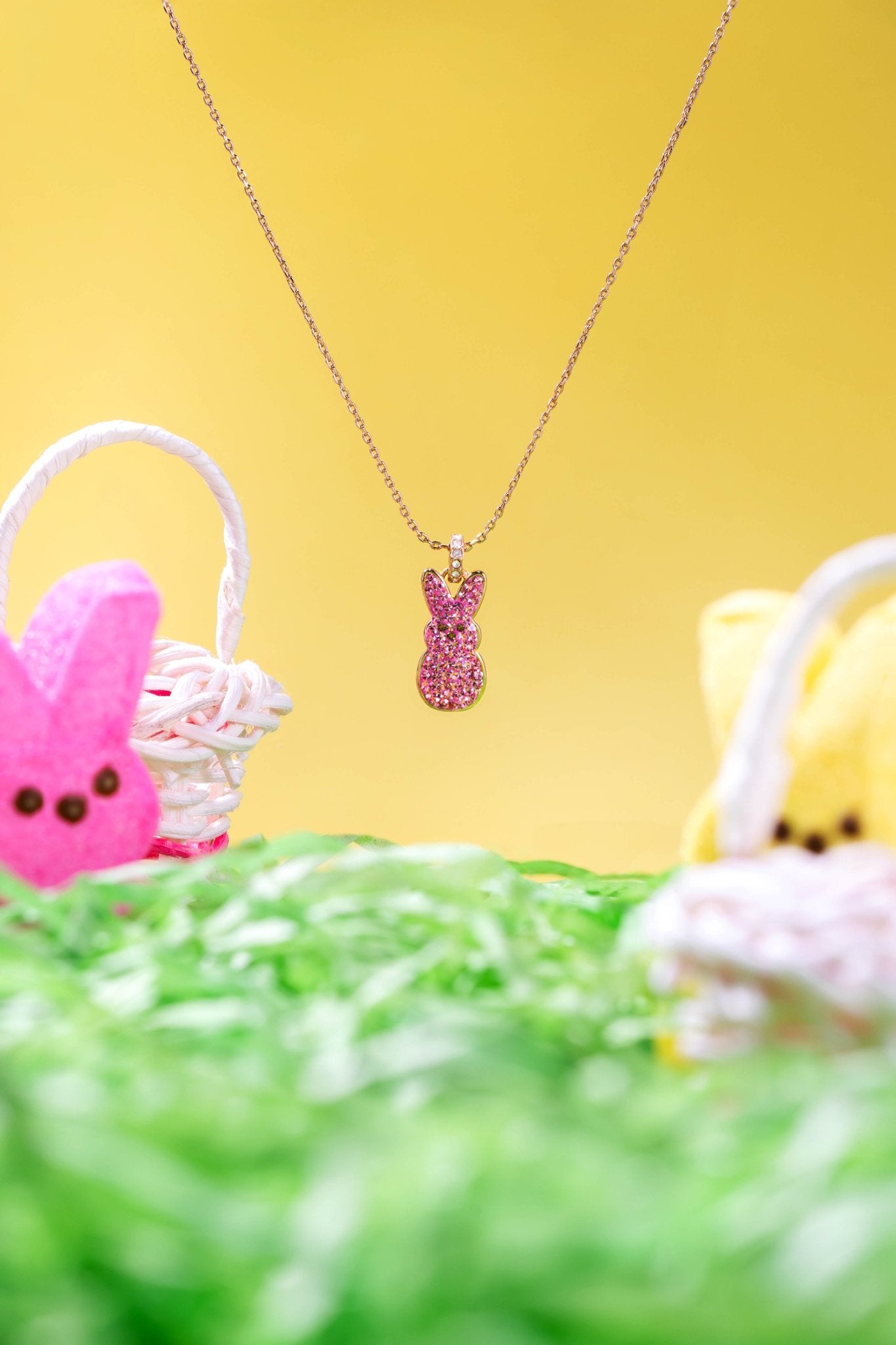 PEEPS® Pink Crystal Bunny Pendant Necklace - Hello Beautiful BoutiqueNecklacesALEX AND ANI