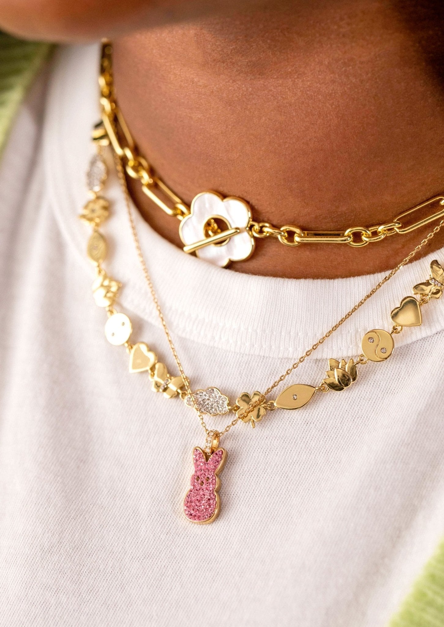 PEEPS® Pink Crystal Bunny Pendant Necklace - Hello Beautiful BoutiqueNecklacesALEX AND ANI