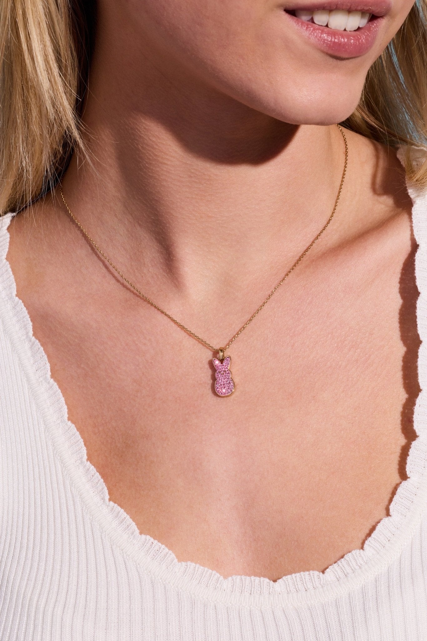 PEEPS® Pink Crystal Bunny Pendant Necklace - Hello Beautiful BoutiqueNecklacesALEX AND ANI