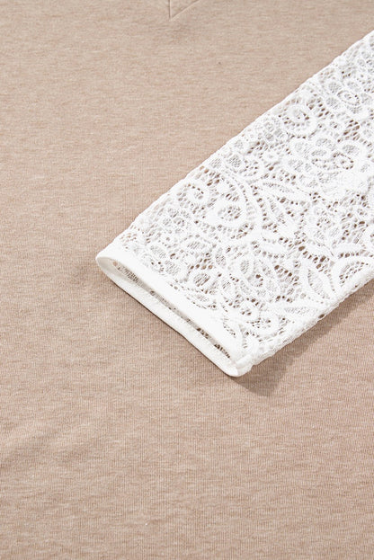 Penny Contrast Lace Patchwork Long Sleeve Top - Hello Beautiful BoutiqueLong Sleeve TopsThreaded Pear