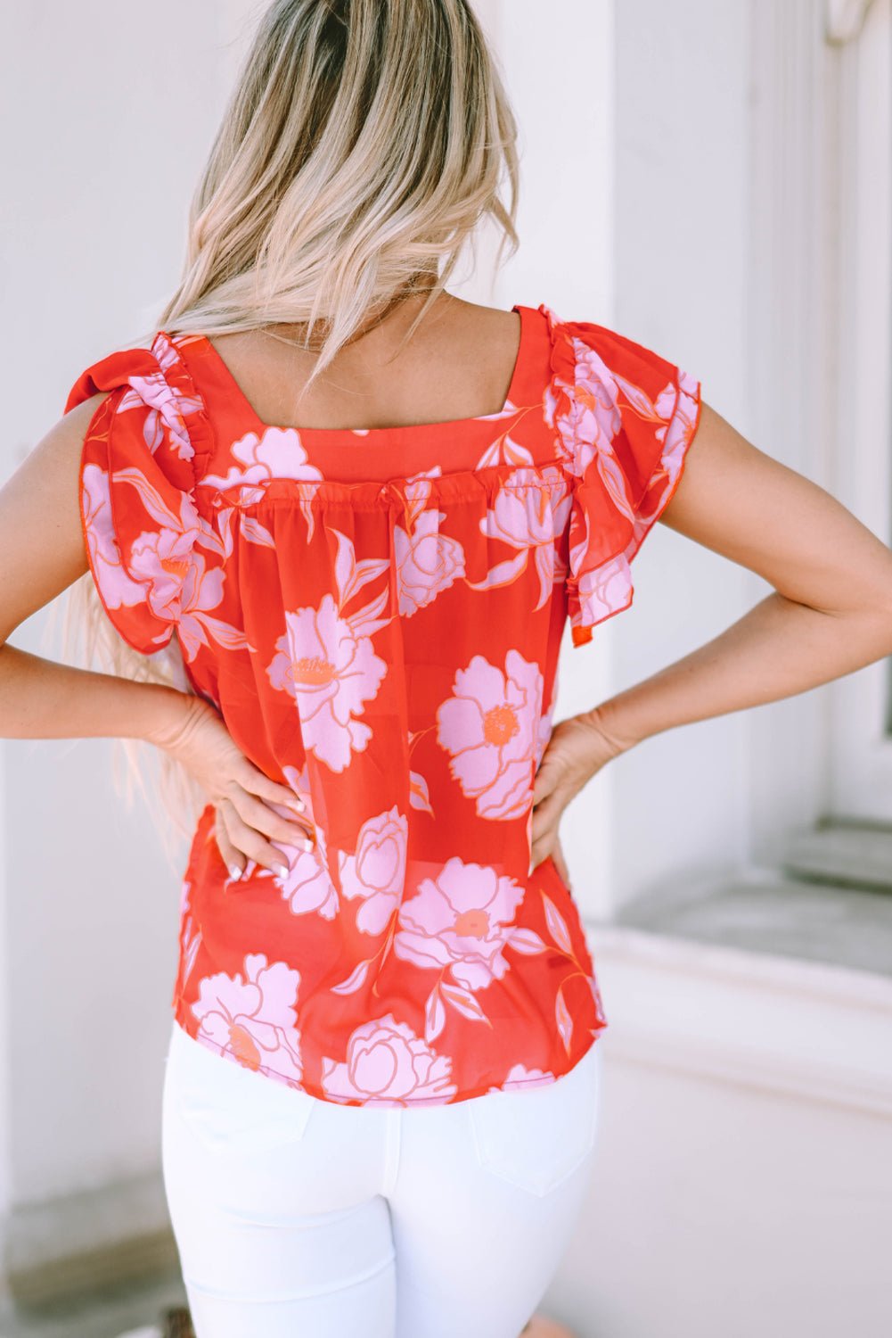Persephone Square Ruffle Sleeve Blouse - Hello Beautiful Boutique20% OFFThreaded Pear