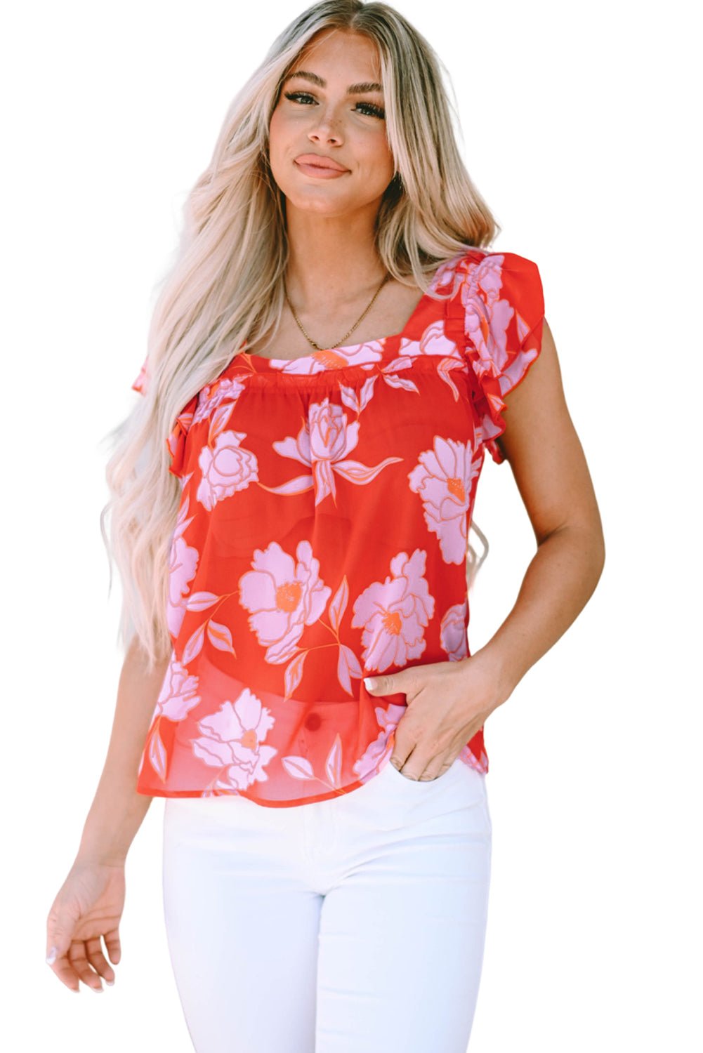 Persephone Square Ruffle Sleeve Blouse - Hello Beautiful Boutique20% OFFThreaded Pear