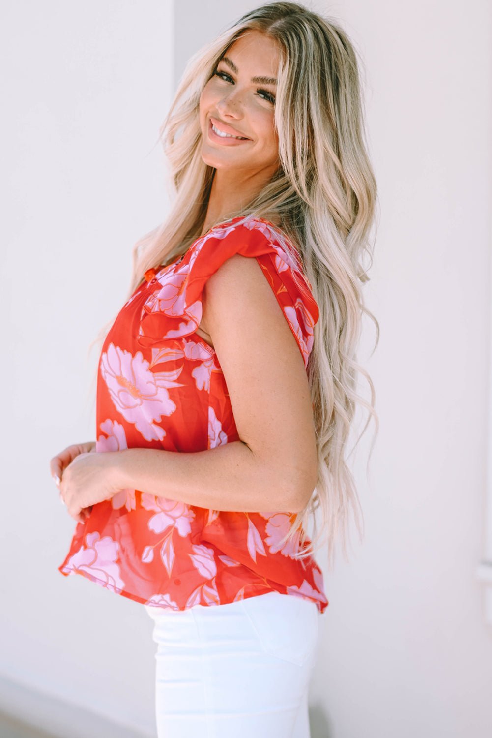 Persephone Square Ruffle Sleeve Blouse - Hello Beautiful Boutique20% OFFThreaded Pear