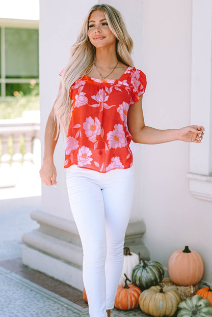 Persephone Square Ruffle Sleeve Blouse - Hello Beautiful Boutique20% OFFThreaded Pear