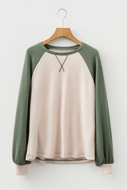 Peyton Block Raglan Sleeve Top - Hello Beautiful BoutiqueLong Sleeve TopsThreaded Pear