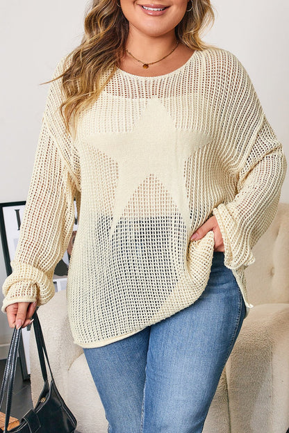 Peyton Star Pattern accent PLUS Jumper - Hello Beautiful BoutiquePlus Size Sweaters & CardigansThreaded Pear