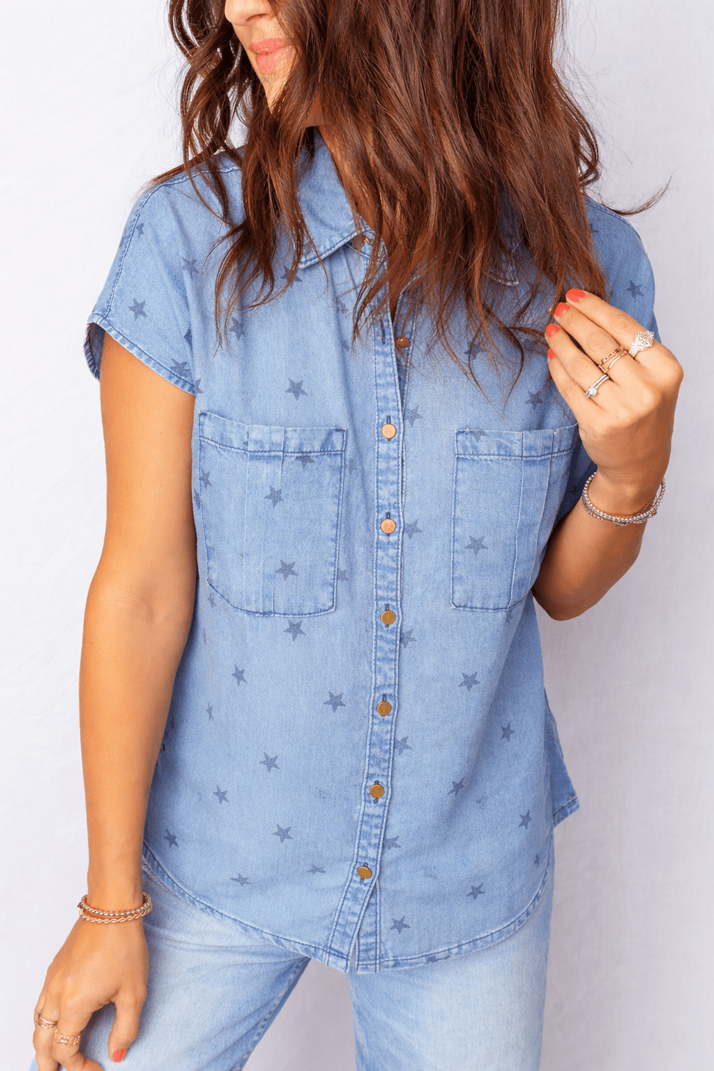 Phoebe Chest Short Sleeve Shirt - Hello Beautiful BoutiqueBlouses & ShirtsThreaded Pear
