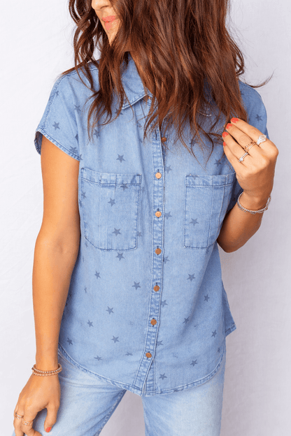 Phoebe Chest Short Sleeve Shirt - Hello Beautiful BoutiqueBlouses & ShirtsThreaded Pear